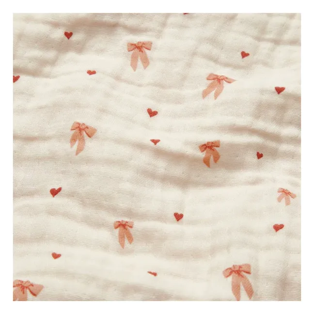 Manta de muselina con lazos | Rosa Pálido