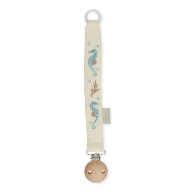 Clip per ciuccio ricamata Sea Garden | Blu