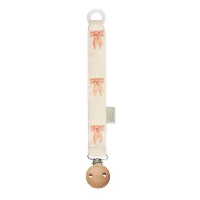 Attache-tétines brodé Bows | Rose