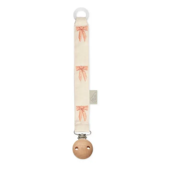 Attache-tétines brodé Bows | Rose