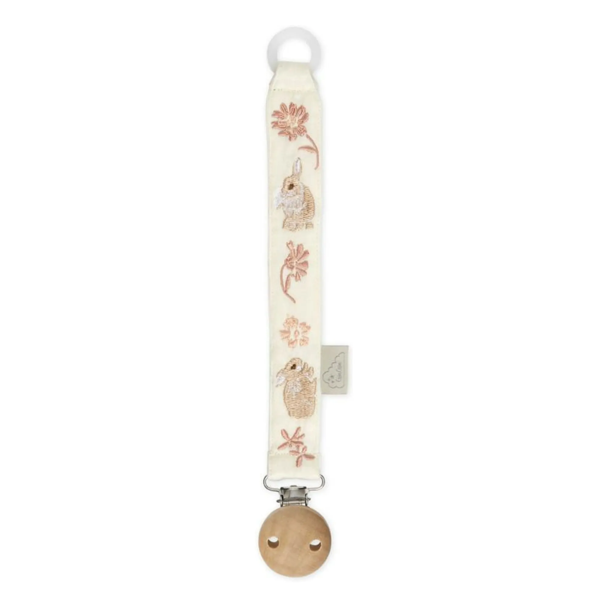 Attache-tétines brodé Augusta | Rose pêche- Image produit n°0
