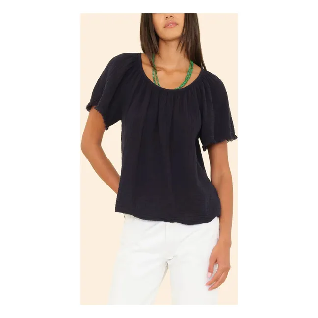 Top Macie Gaze de Coton | Bleu nuit