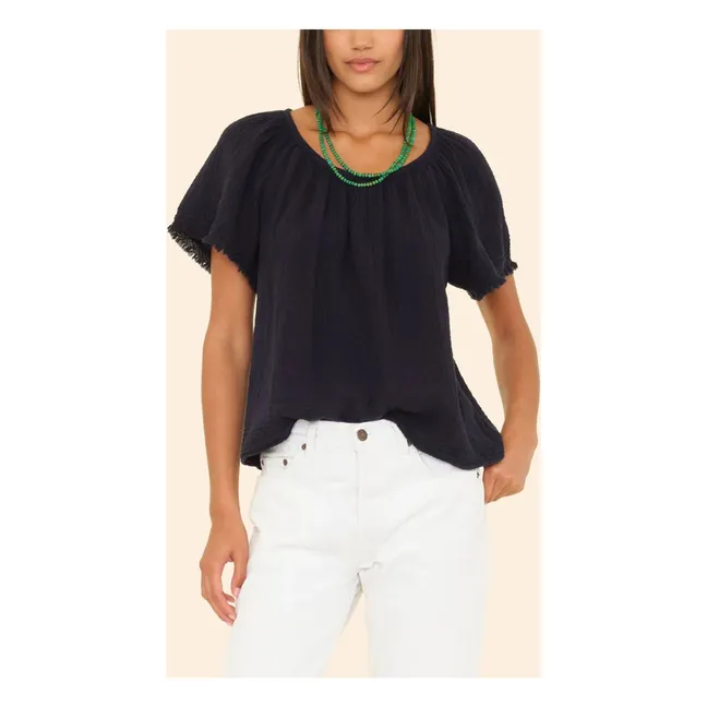 Top Macie Gaze de Coton | Bleu nuit