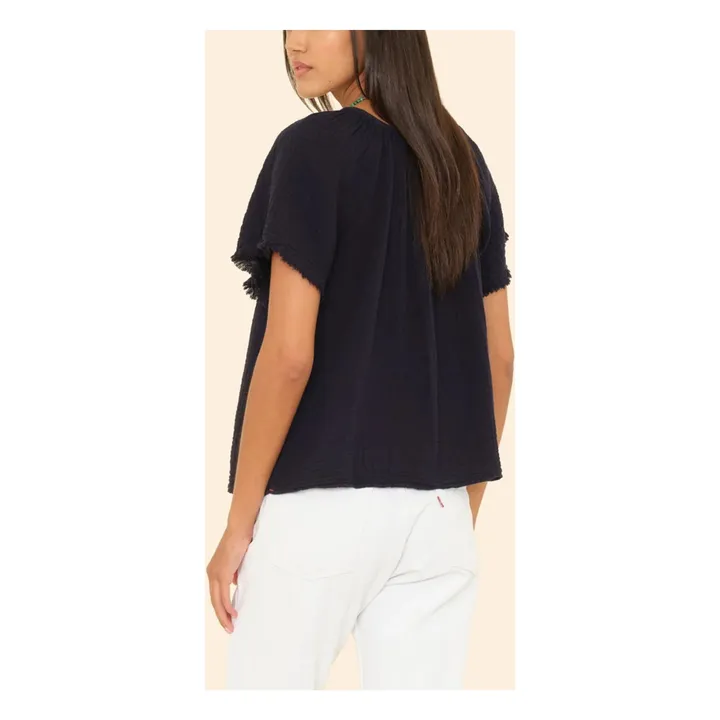 Top Macie Gaze de Coton | Bleu nuit- Image produit n°2