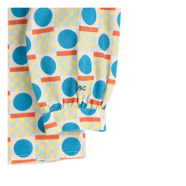 Geometrische Bluse aus Bio-Baumwolle | Seidenfarben