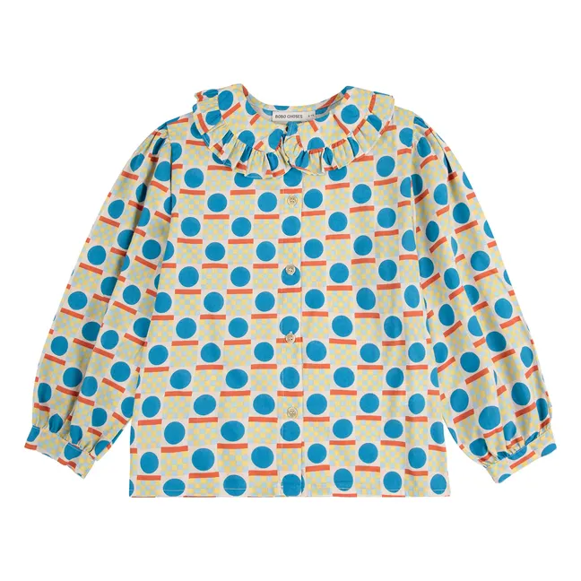 Geometrische Bluse aus Bio-Baumwolle | Seidenfarben