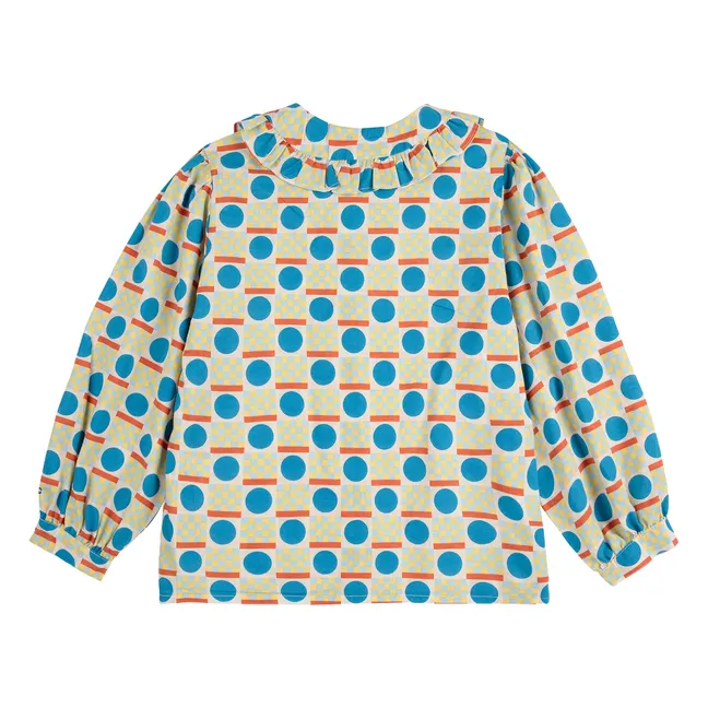 Geometrische Bluse aus Bio-Baumwolle | Seidenfarben