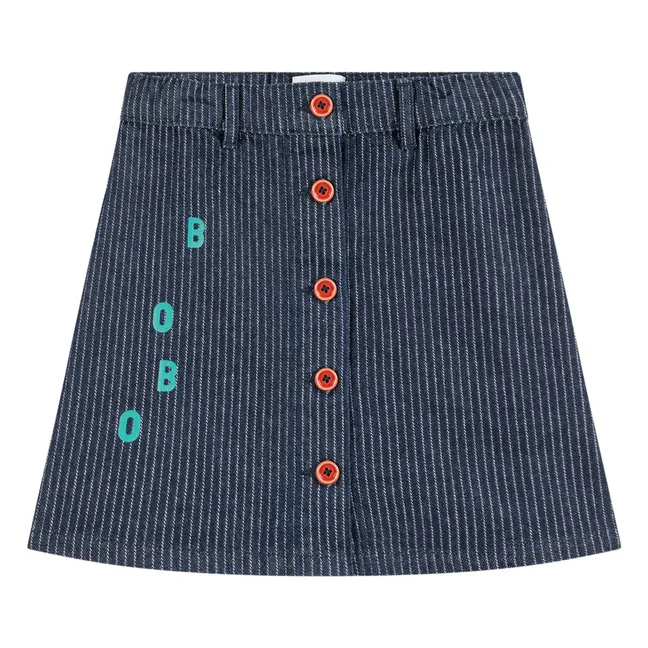 Jupe en Jean Rayée Coton Bio | Bleu marine