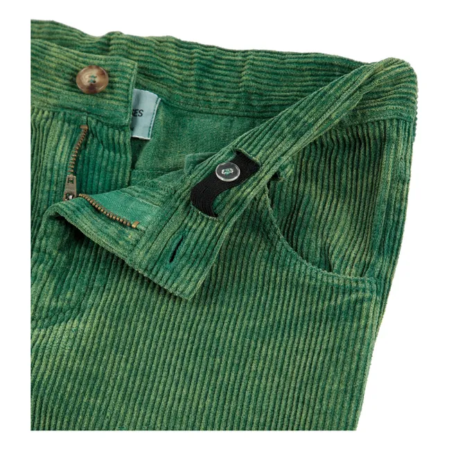 Pantalon Empiècements Velours Côtelé | Vert