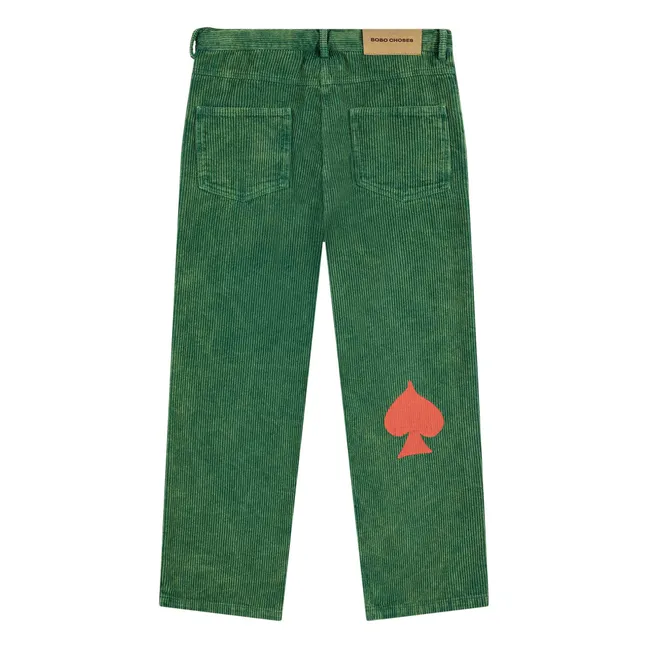 Pantalon Empiècements Velours Côtelé | Vert