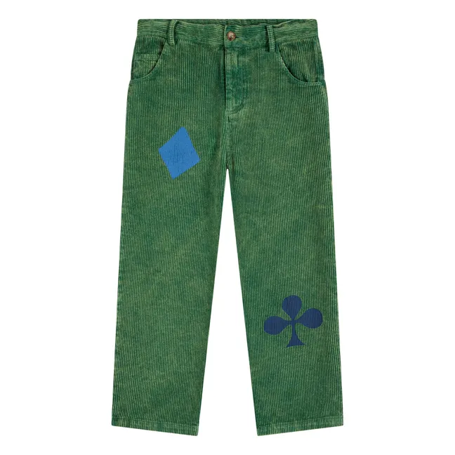 Pantalon Empiècements Velours Côtelé | Vert