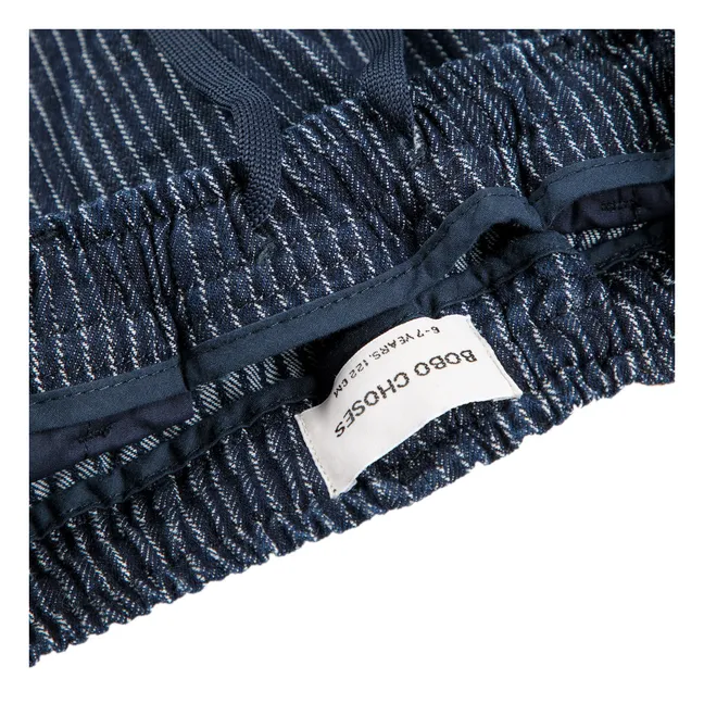 Jean Balloon Rayé Coton Bio | Bleu