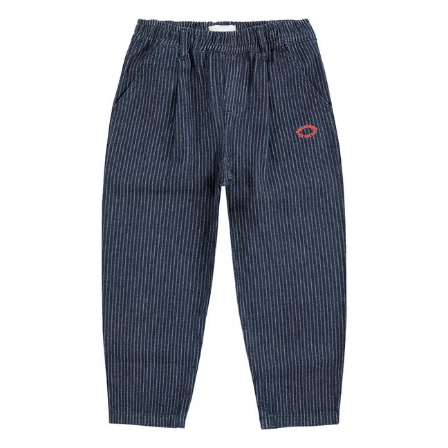 Gestreifte Ballonjeans aus Bio-Baumwolle | Blau