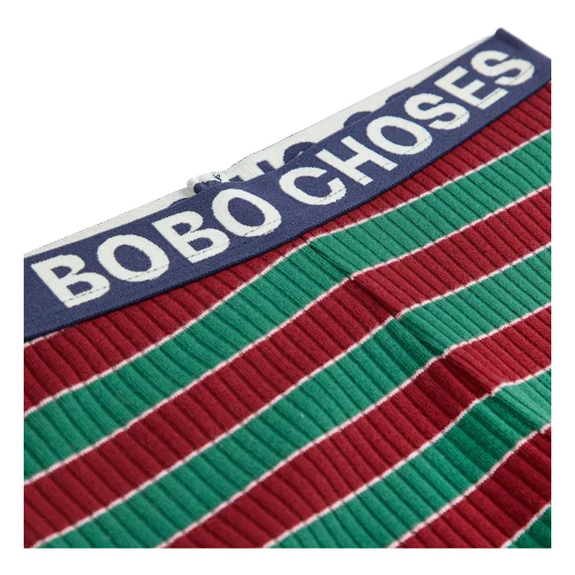 Gestreifte Rippenleggings | Grün