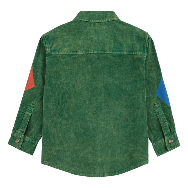 Chemise Empiècements Velours Côtelé | Vert