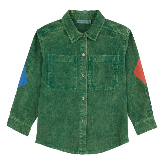 Chemise Empiècements Velours Côtelé | Vert