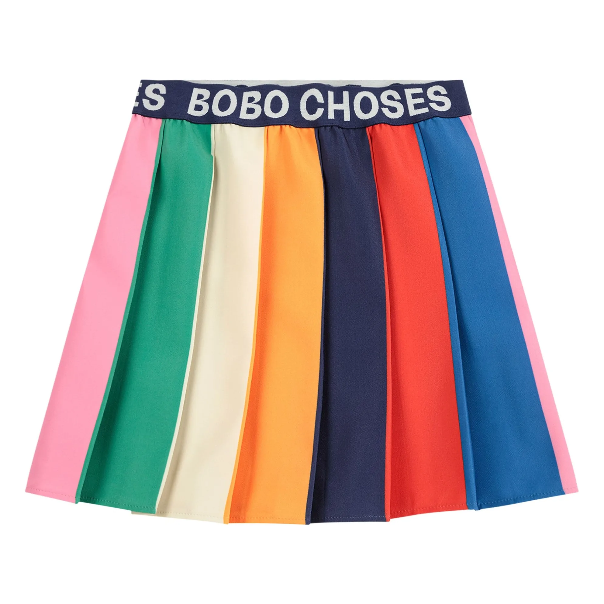 Bobo Choses Navy Blue Striped Pleated Skirt