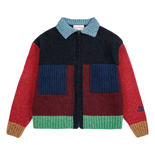 Gilet Col Laine | Rouge