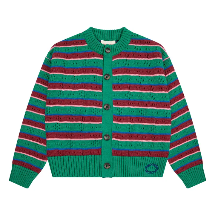 Chaleco de rayas de algodón ecológico | Verde- Imagen del producto n°0