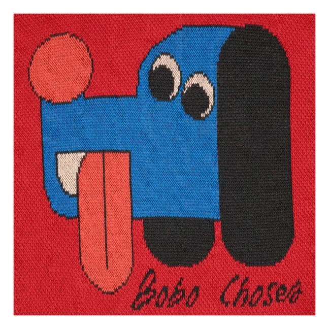 Colorblock Hundepullover aus Bio-Baumwolle | Rot