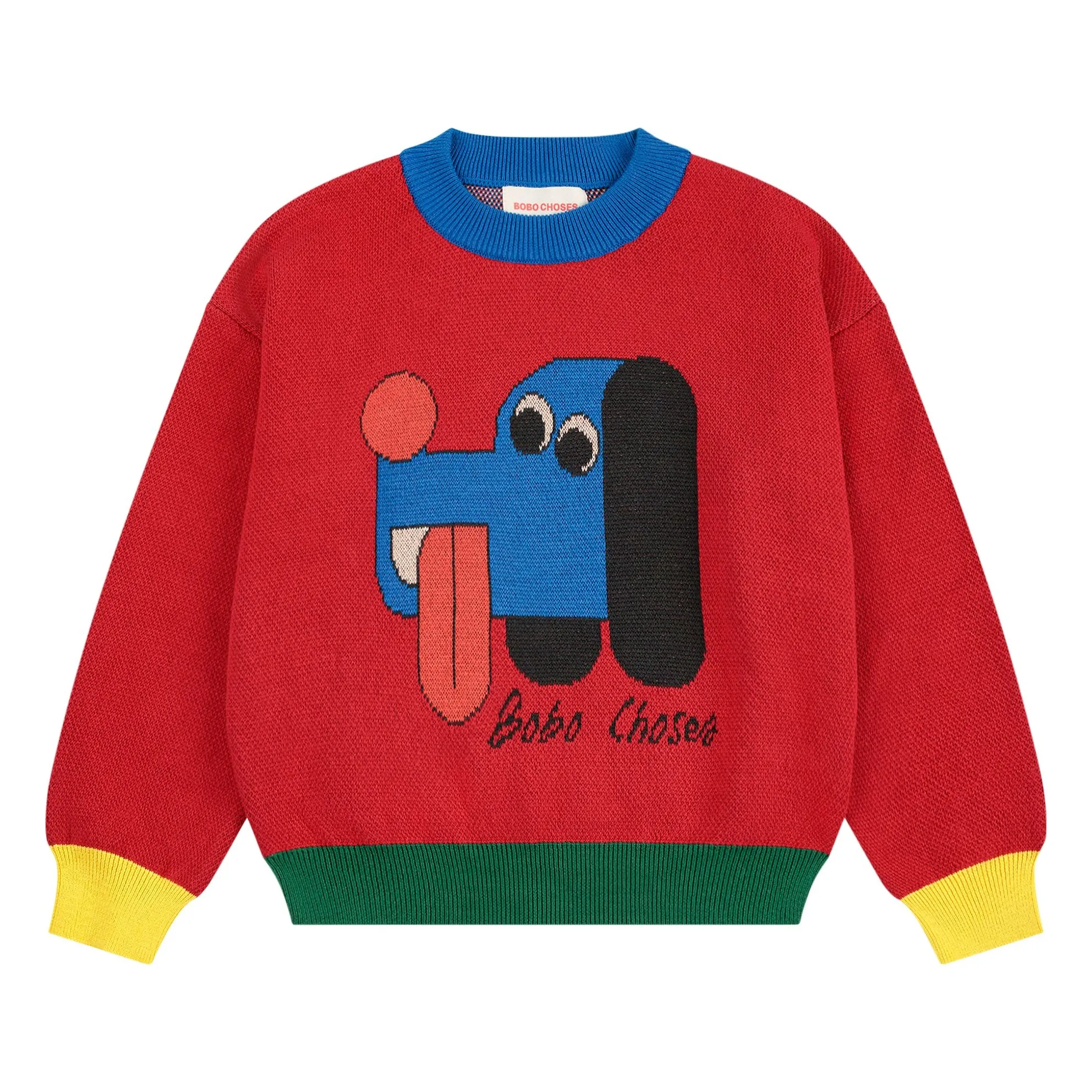 Bobo Choses Red Colorblock Organic Cotton Dog Sweater