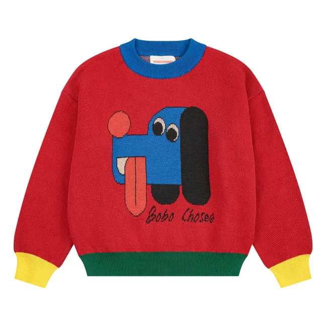 Pull Colorblock Chien Coton Bio | Rouge