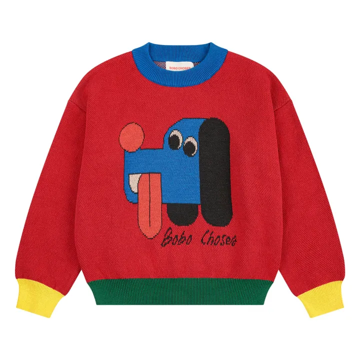 Jersey para perro de algodón orgánico con bloques de colores | Rojo- Imagen del producto n°0