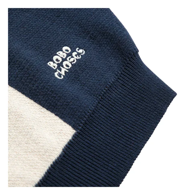 Karo-Pullover aus Bio-Baumwolle | Blau