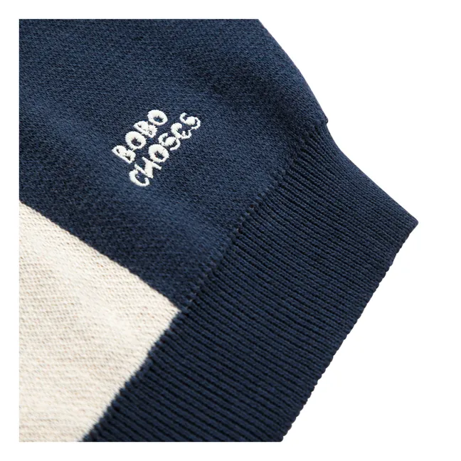 Pull Carreaux Coton Bio | Bleu