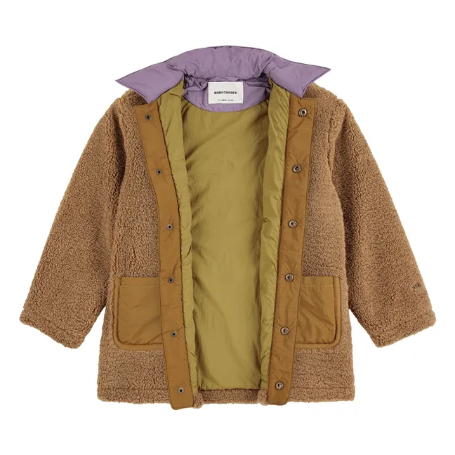 Manteau Façon Sherpa Fibres Recyclées | Marron