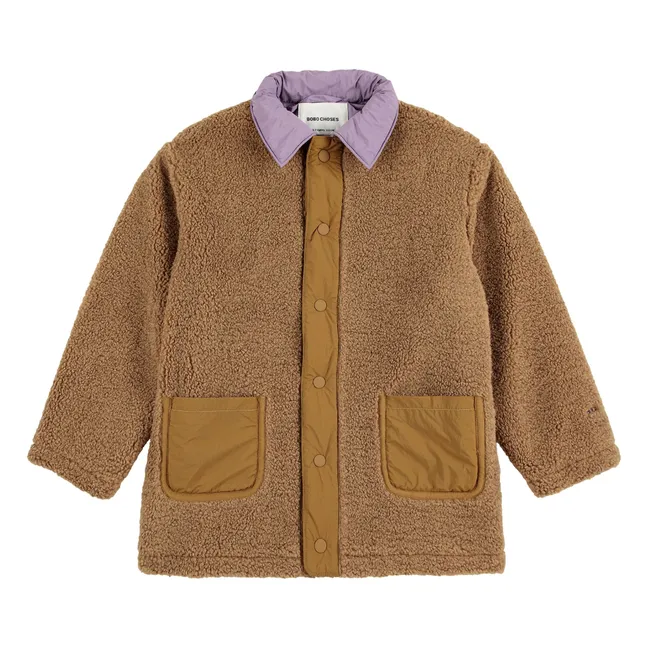 Manteau Façon Sherpa Fibres Recyclées | Marron