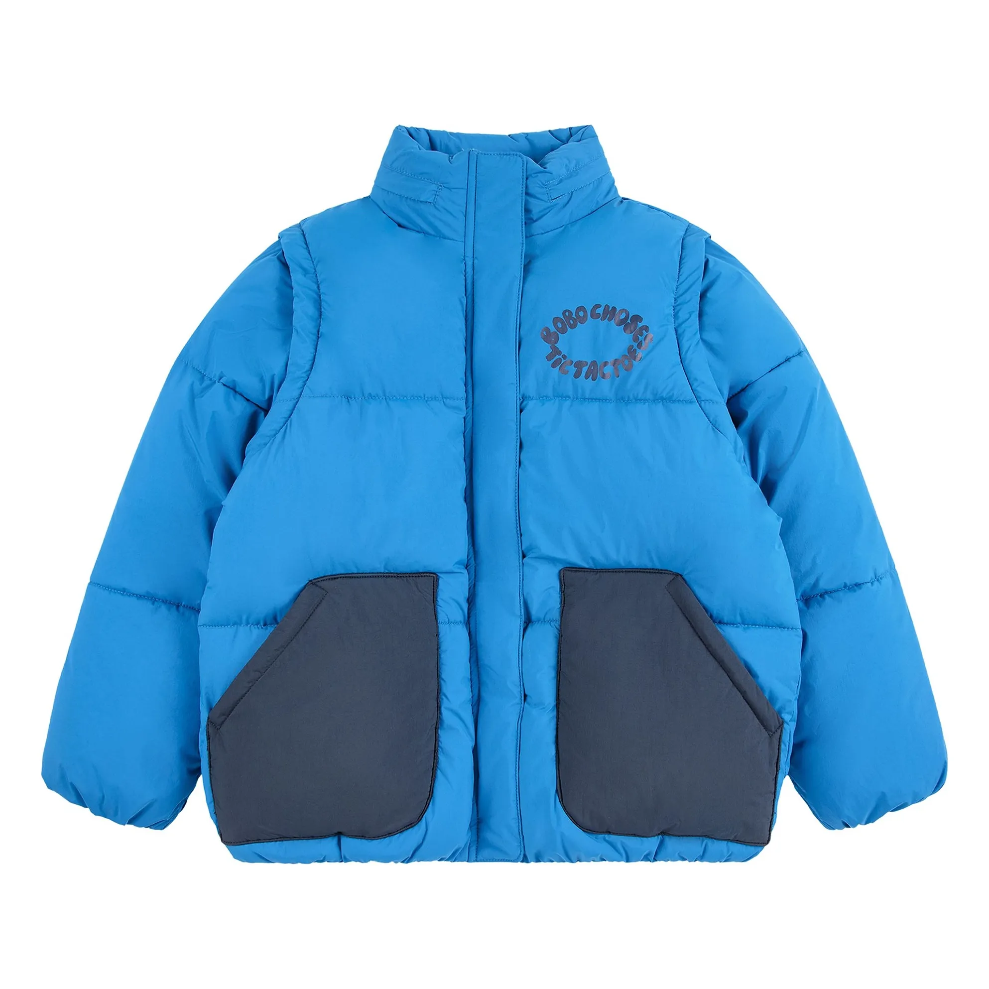 Bobo Choses Blue Tic Tac Toe Recycled Fiber Down Jacket