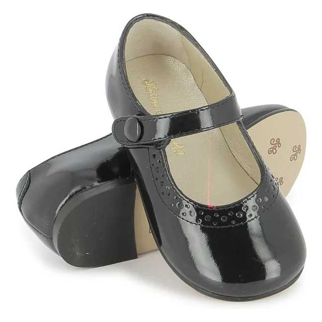 Ballerines Lisse Perfo Vernis | Bleu marine