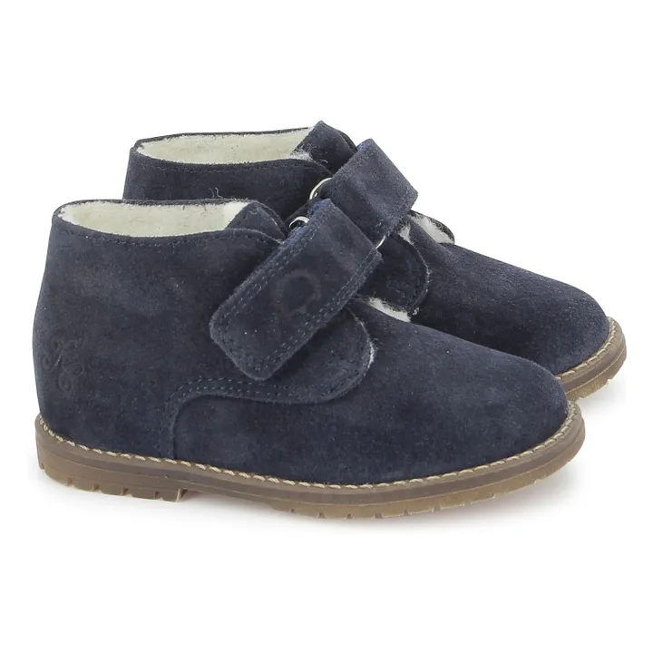 Bottines Easy Fur Velours | Bleu marine- Image produit n°0