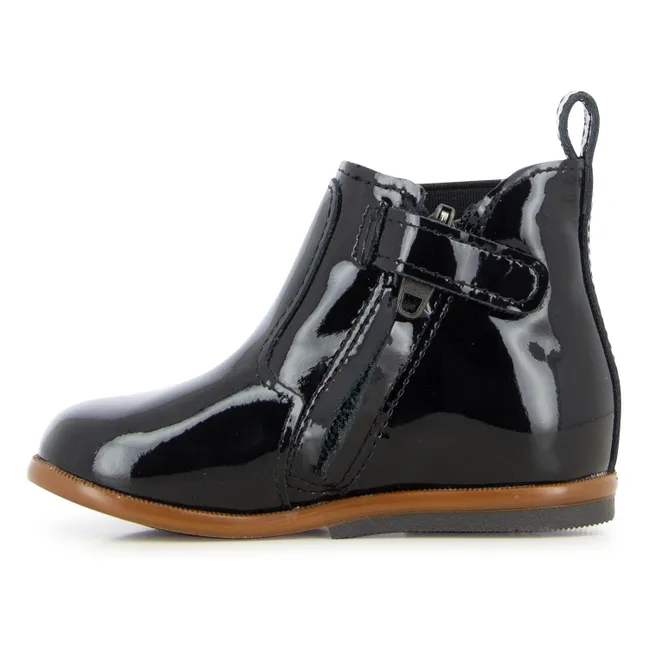 Bottines Zip Elast Vernis | Noir