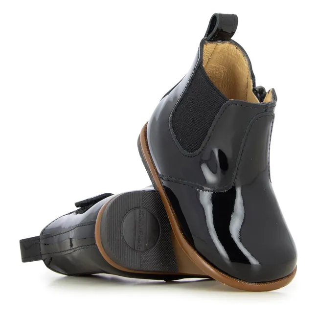 Reißverschluss Elastische Lackstiefel | Schwarz