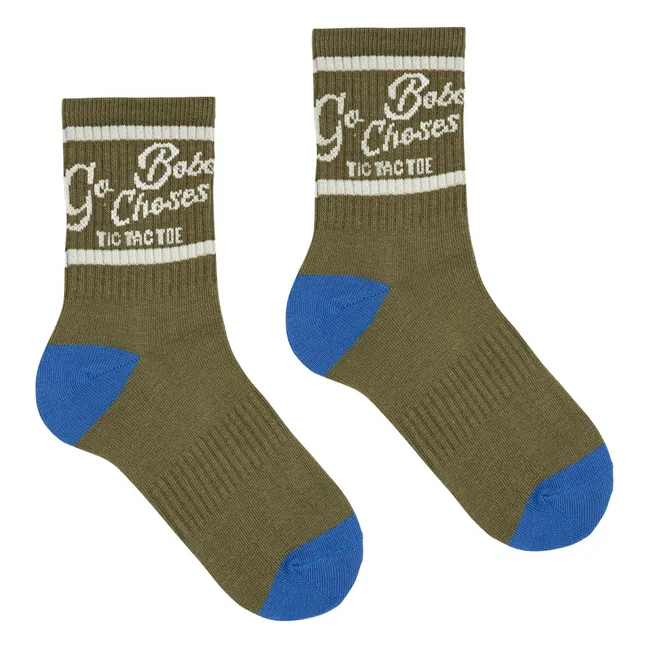 Chaussettes Tic Tac Toe Coton Bio | Vert kaki