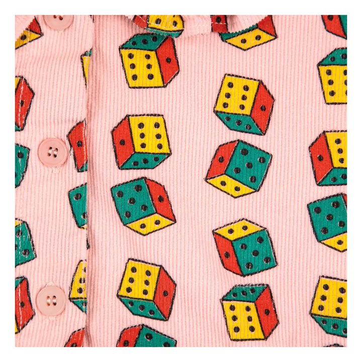 Vestido de pana de algodón orgánico con cuello de dados | Rosa- Imagen del producto n°8