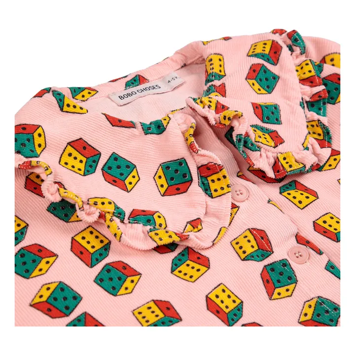 Vestido de pana de algodón orgánico con cuello de dados | Rosa- Imagen del producto n°4