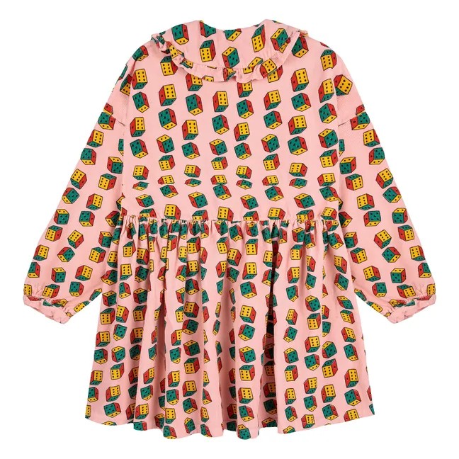 Bio-Baumwoll-Cord-Würfelkragen-Kleid | Rosa
