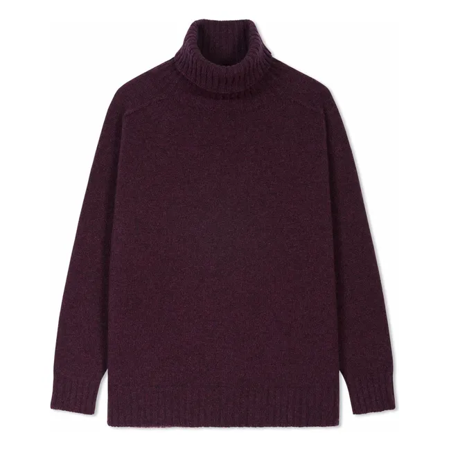 Rollkragenpullover mit Hammerärmeln aus Kaschmir | Brombeere