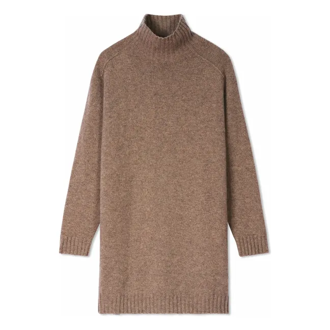 Abito con ampie maniche in cashmere con collo a martello | Beige