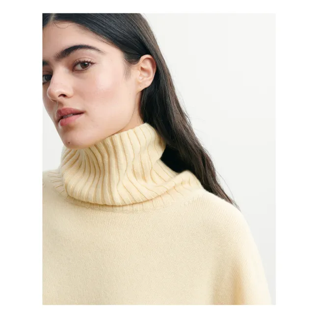 Cashmere Rib Oversize Roll Neck Sweater | Pale yellow
