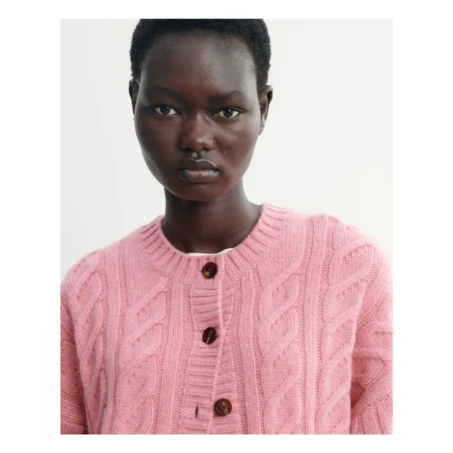 Cardigan Ample Maxi Torsades Cachemire | Rose bonbon