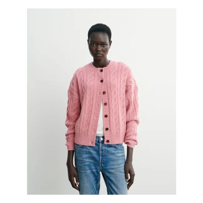 Cardigan Ample Maxi Torsades Cachemire | Rose bonbon