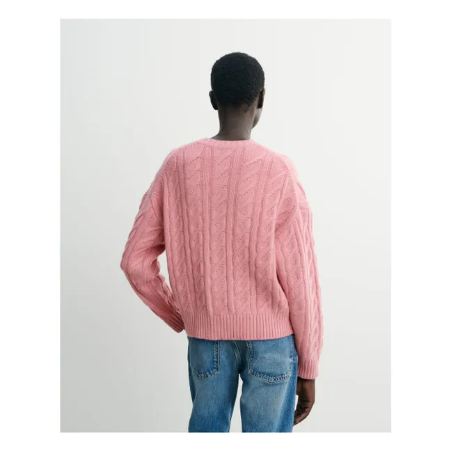 Cardigan Ample Maxi Torsades Cachemire | Rose bonbon