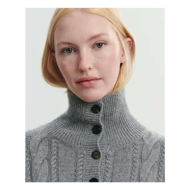 Plastron abbottonato in cashmere ritorto | Grigio