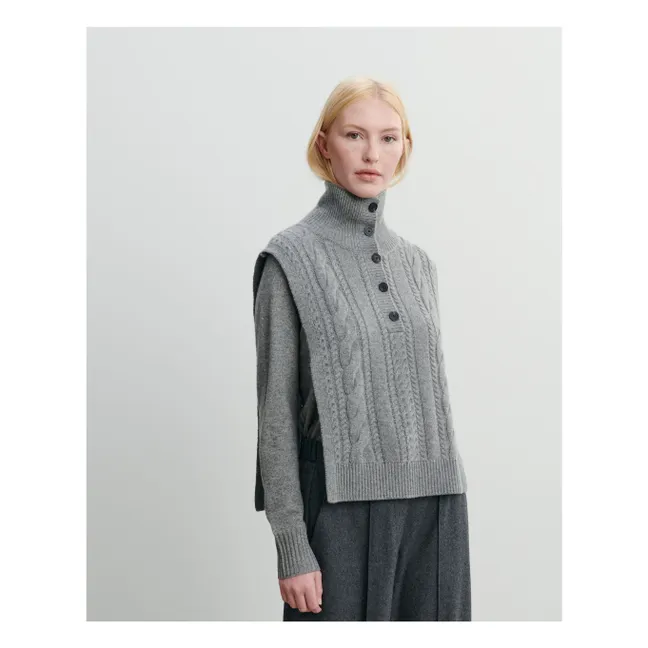 Cashmere Buttoned Twisted Plastron | Grey