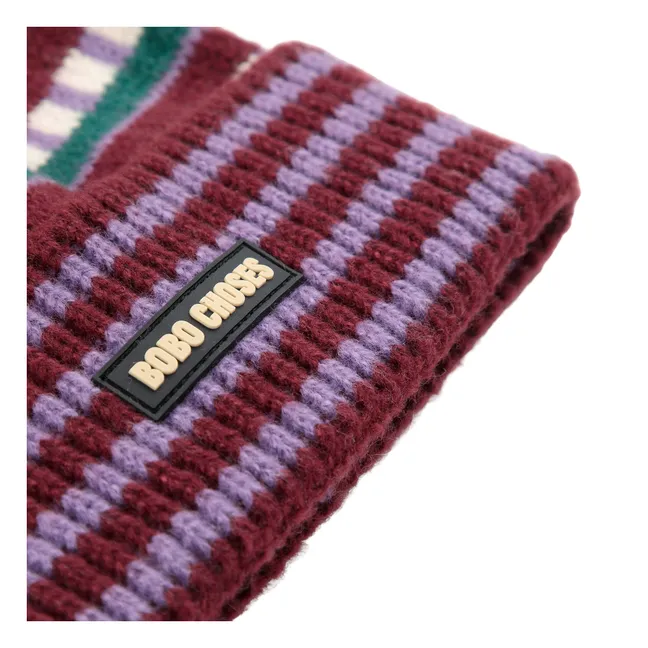 Bonnet Pompom Fibres Recyclées | Violet