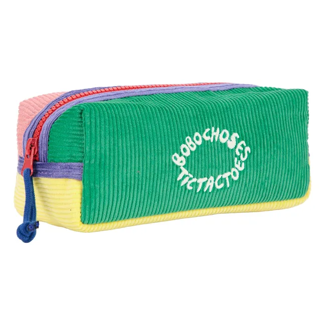 Colorblock Cord-Federmäppchen | Grün